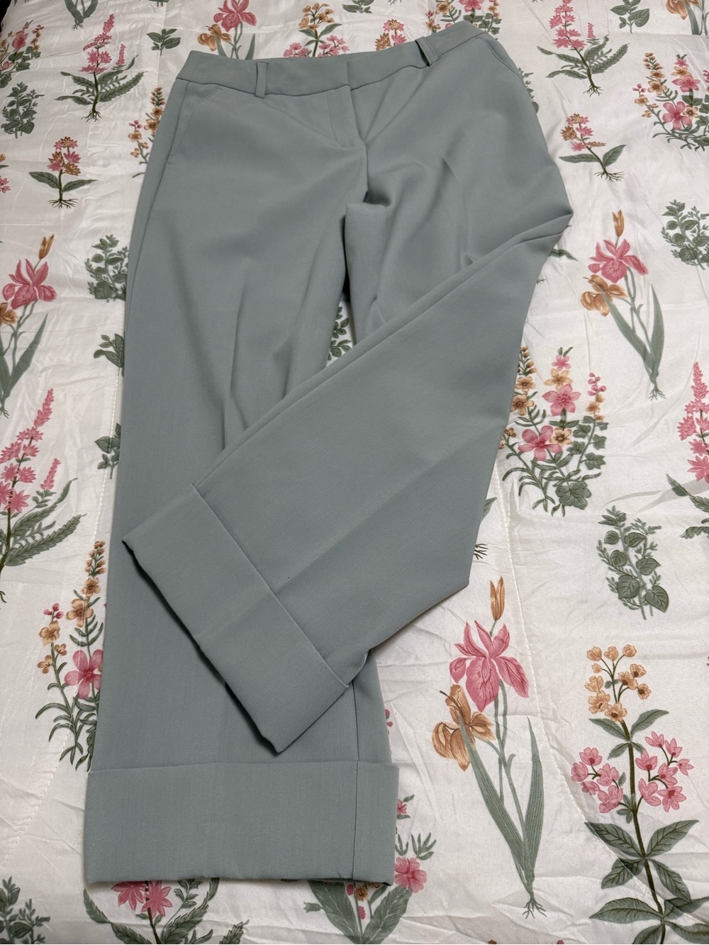 Jones New York Sage Green Cuffed Dress Trousers